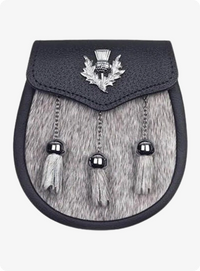 Semi Dress Natural Sealskin Sporran Thistle Badge