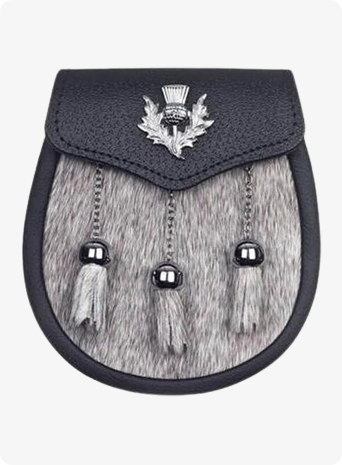 Semi Dress Natural Sealskin Sporran Thistle Badge