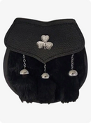 Semi Dress Shamrock Emblem Black Rabbit Fur Sporran 