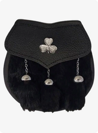 Semi Dress Shamrock Emblem Black Rabbit Fur Sporran 
