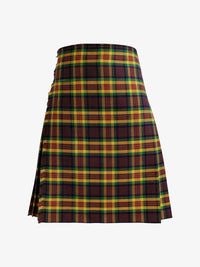 Plaid kilt with brown, yellow, and green pattern on a white background