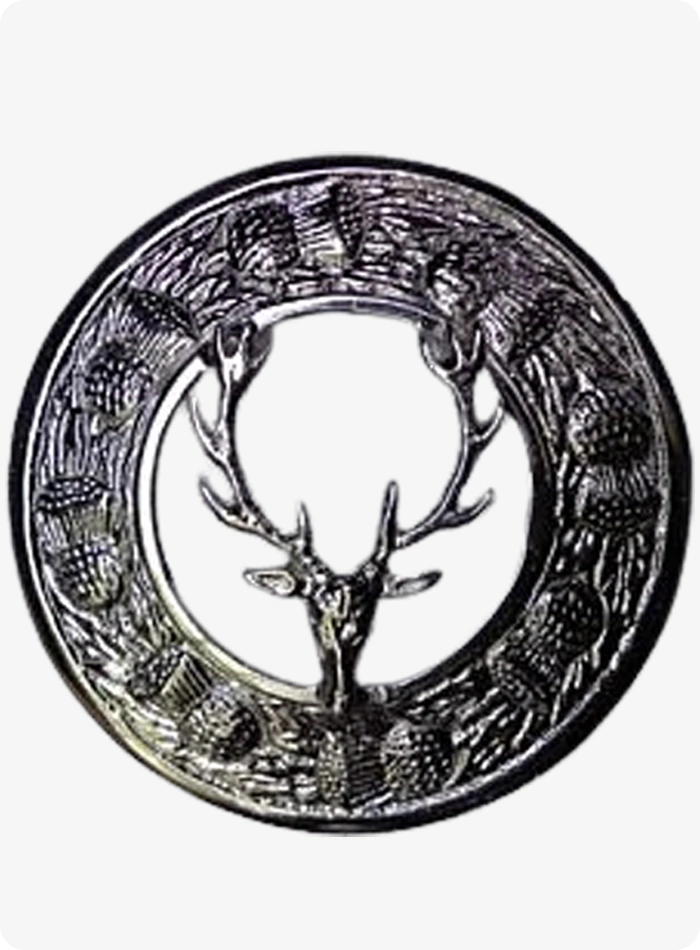 Custom Made Stag Head Kilt Fly Plaid Brooch