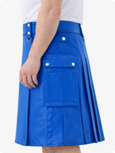 Standard Blue Genuine Leather Utility Kilt with Cargo Pockets & D-Rings