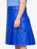 Standard Blue Genuine Leather Utility Kilt with Side Pockets