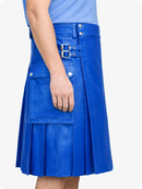 Standard Blue Genuine Leather Utility Kilt with Side Pockets