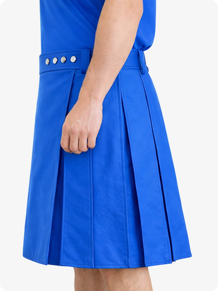 Standard Blue Genuine Leather Utility Kilt with Studded Waistband