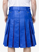 Standard Blue pleated skirt worn by a person on a white background