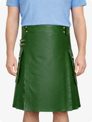 Standard Green Genuine Leather Utility Kilt with Side Pockets