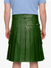 Standard Green Genuine Leather Utility Kilt with Side Pockets