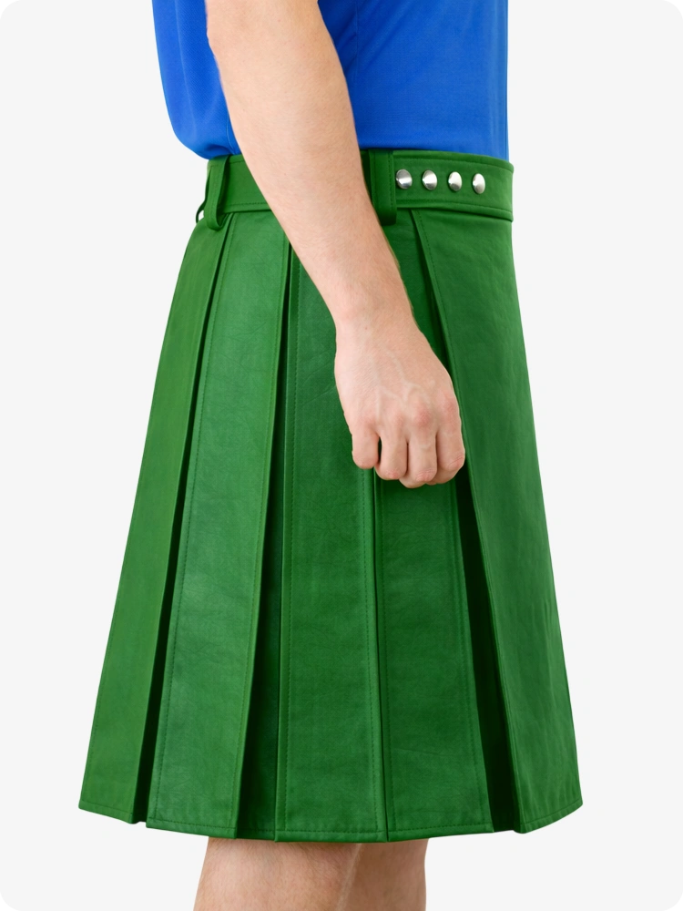 Standard Green pleated skirt worn by a person on a white background
