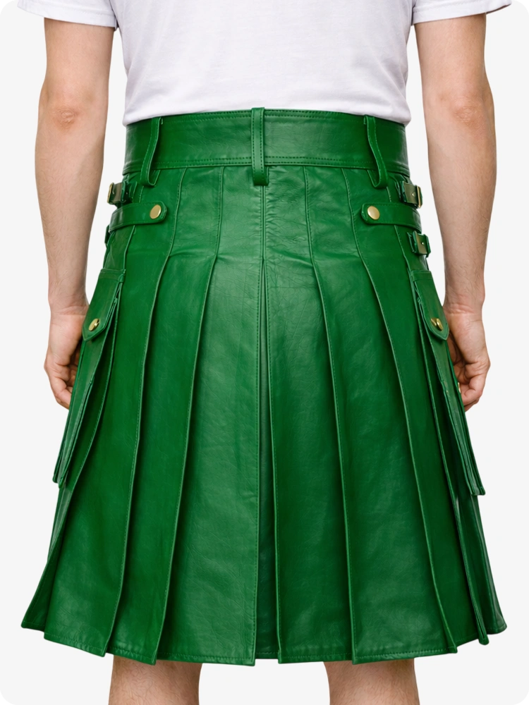 Standard Green Leather Utility Kilt with Front Sporran