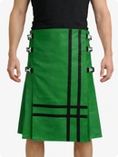 Standard Green kilt with black stripes and decorative elements on a white background