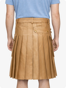 Tan Genuine Leather Utility Kilt with Side Pockets