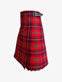 Red plaid kilt with a belt on a white background