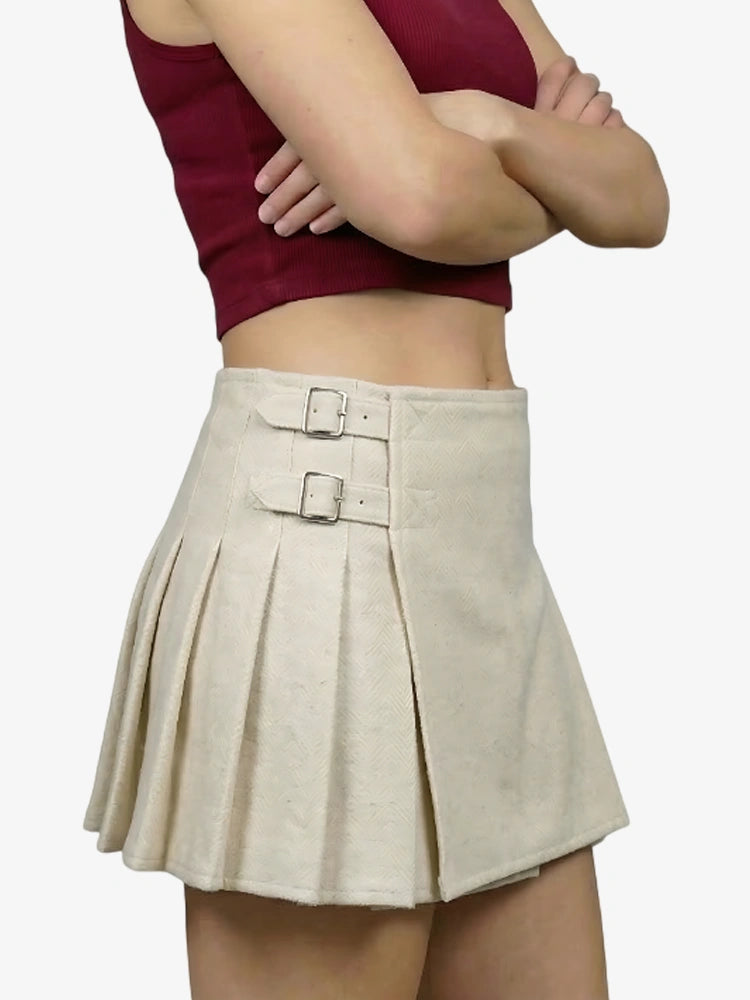 Kilt in Lana Bianco da Donna