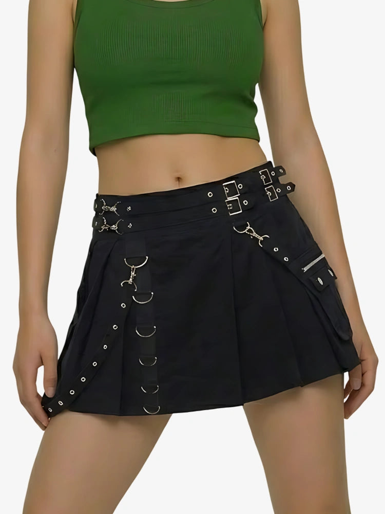 Kilt utility gotico nero da donna