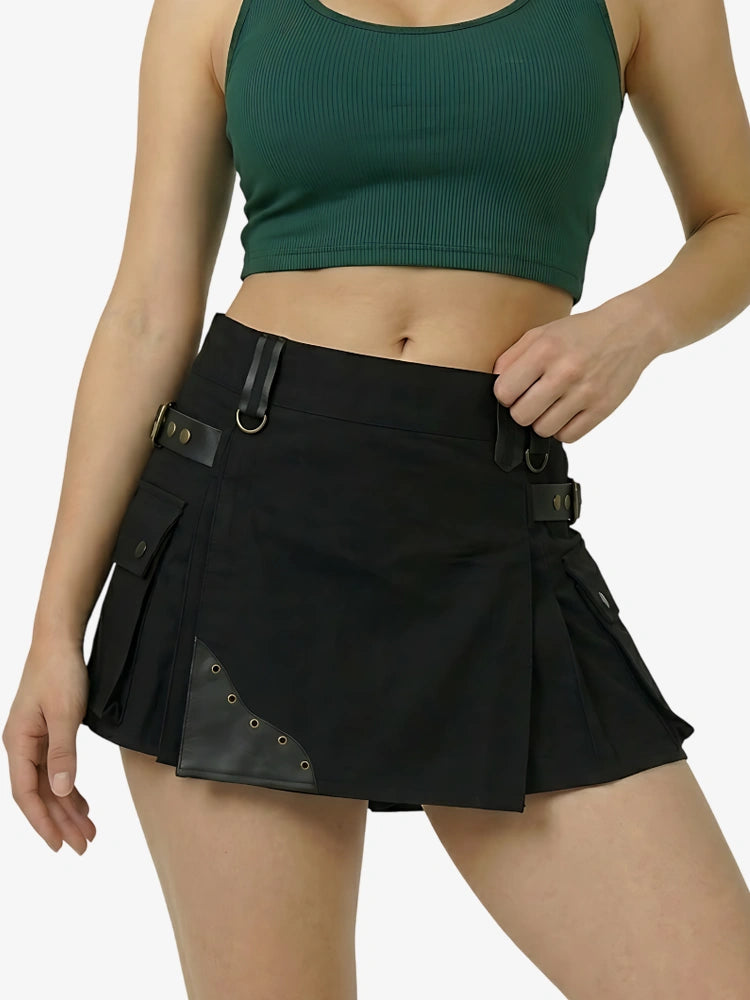 Kilt utility cargo ibrido con pieghe a scatola da donna