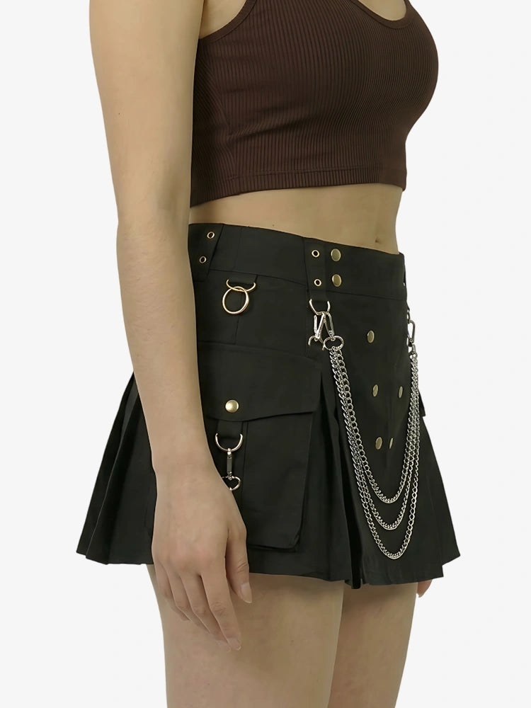 Kilt cargo utility famoso con catene dorate da donna