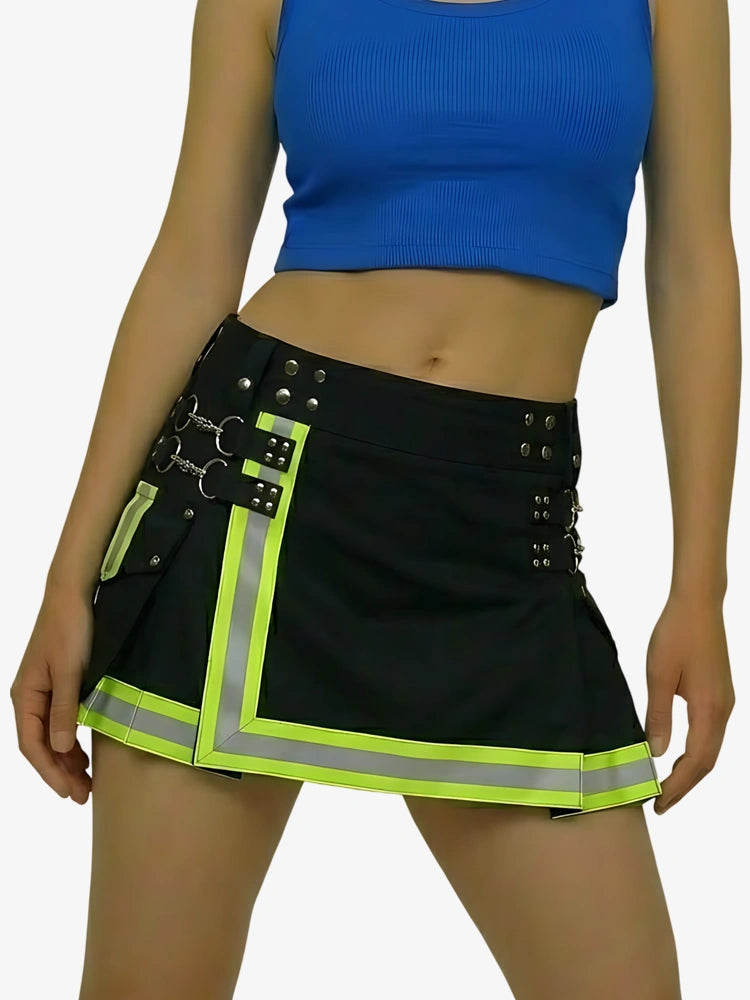 Kilt utility da pompiere nero da donna
