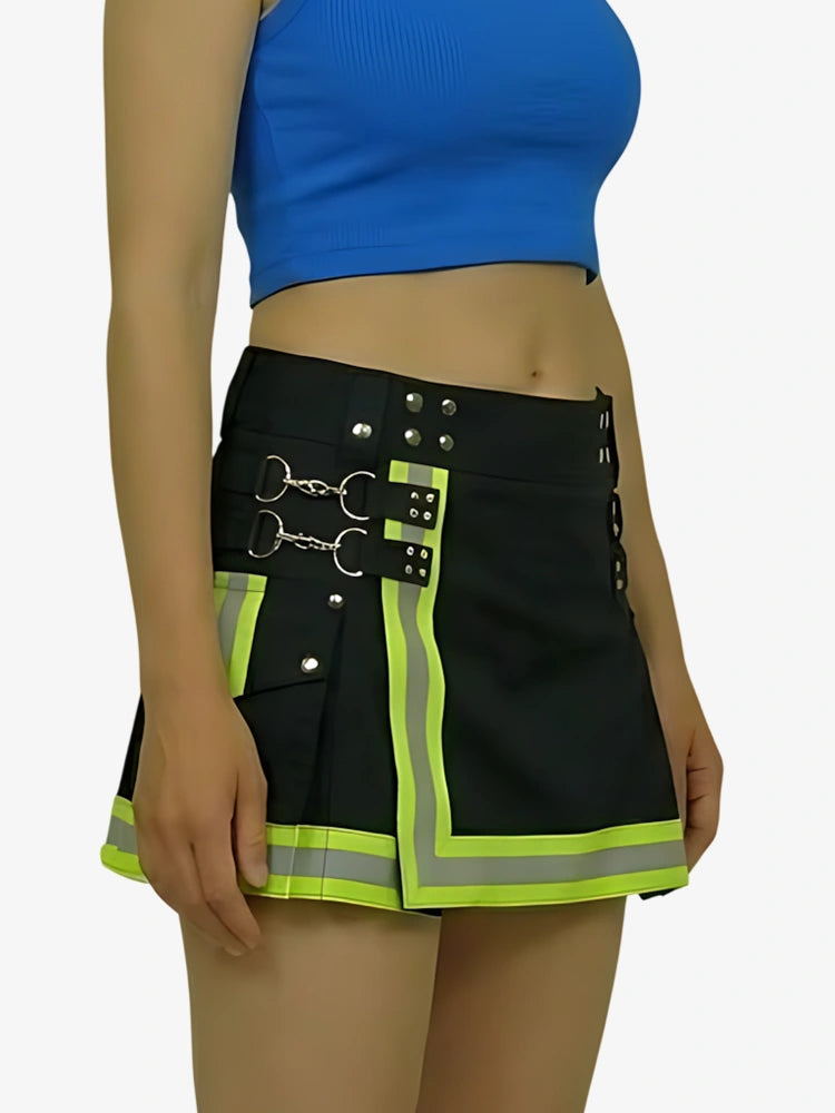 Kilt utility da pompiere nero da donna