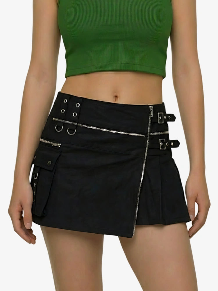Kilt utility gotico nero da donna
