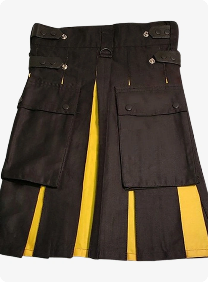 Custom Made Women Black & Yellow Hybrid Kilt
