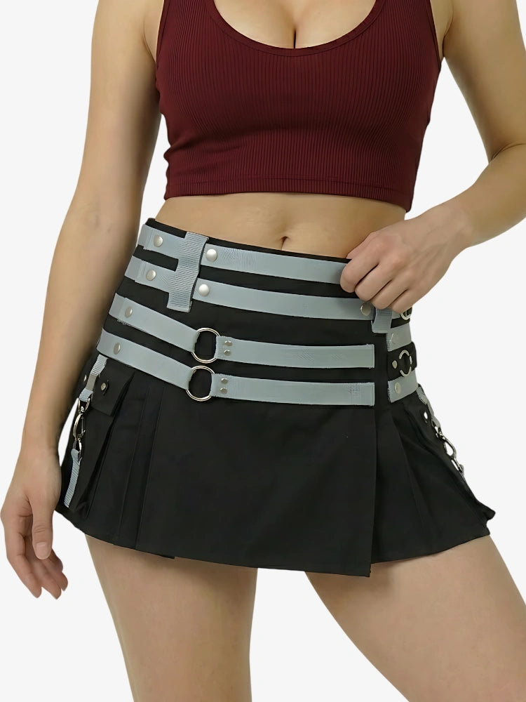 Kilt utility nero e grigio da donna