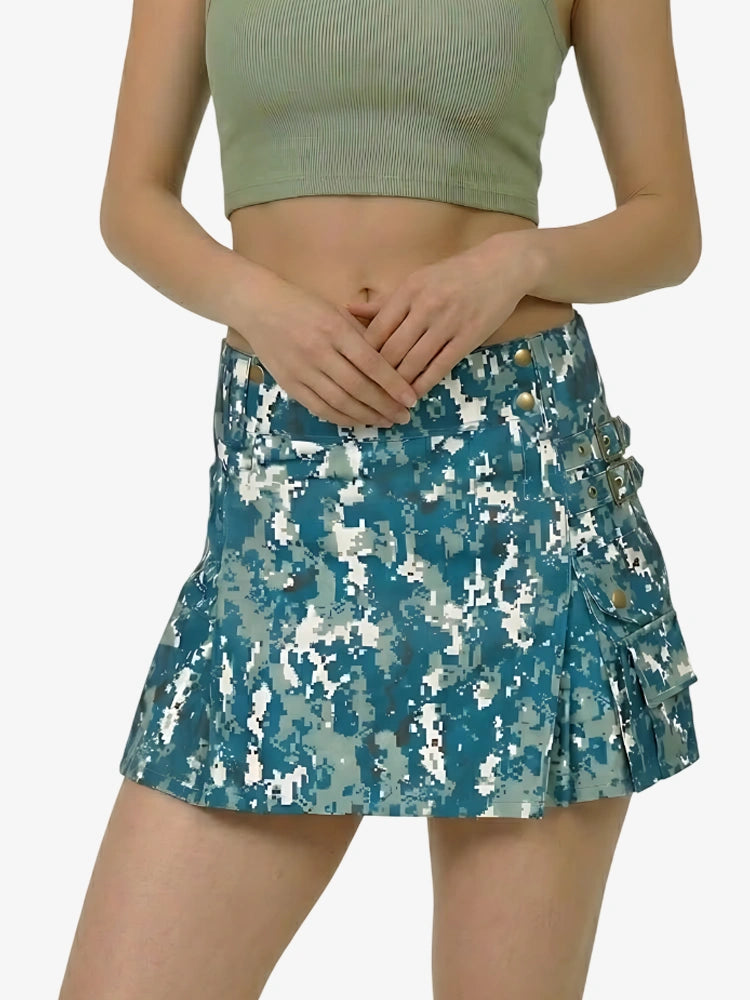 Kilt Utility Camouflage Blu da Donna