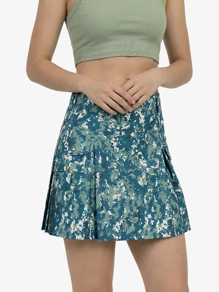 Kilt Utility Camouflage Blu da Donna