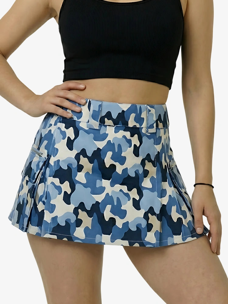 Kilt utility camouflage blu da donna
