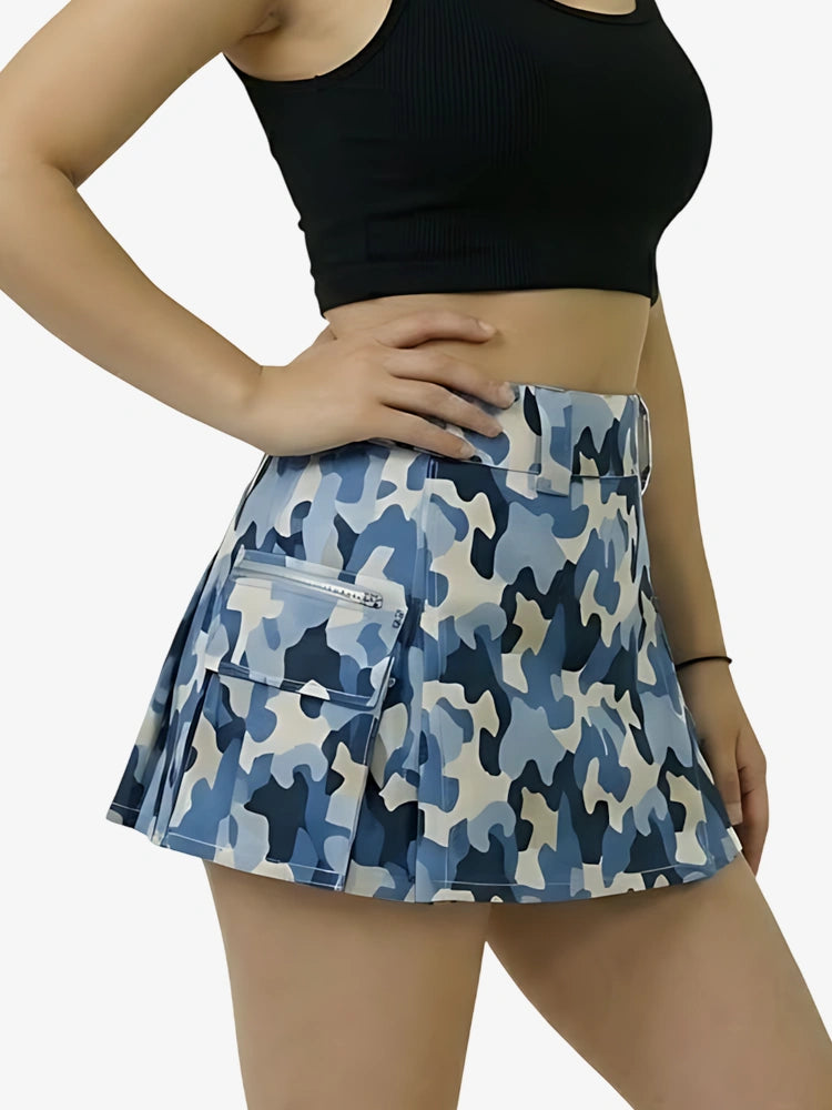 Kilt utility camouflage blu da donna