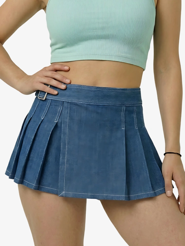 Kilt in denim blu da donna
