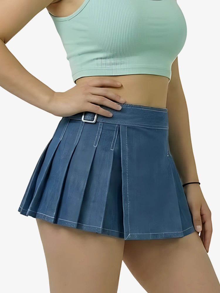 Kilt in denim blu da donna