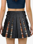 Women Campbell Tartan Black Denim Kilt