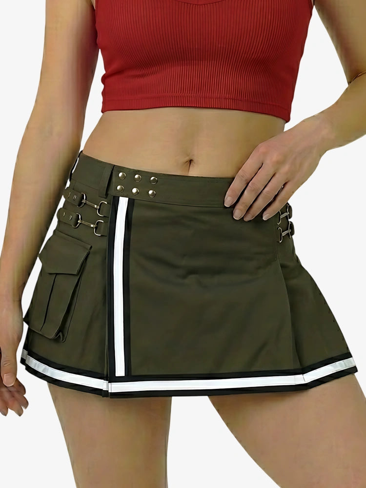 Kilt da pompiere oliva riflettente da donna