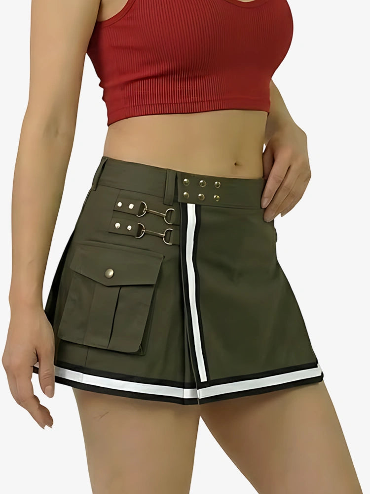 Kilt da pompiere oliva riflettente da donna