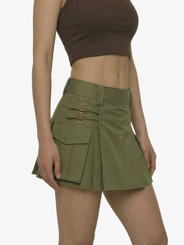 Kilt utility premium verde oliva da donna