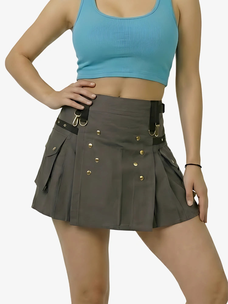 Kilt Utility Grigio Scozzese da Donna
