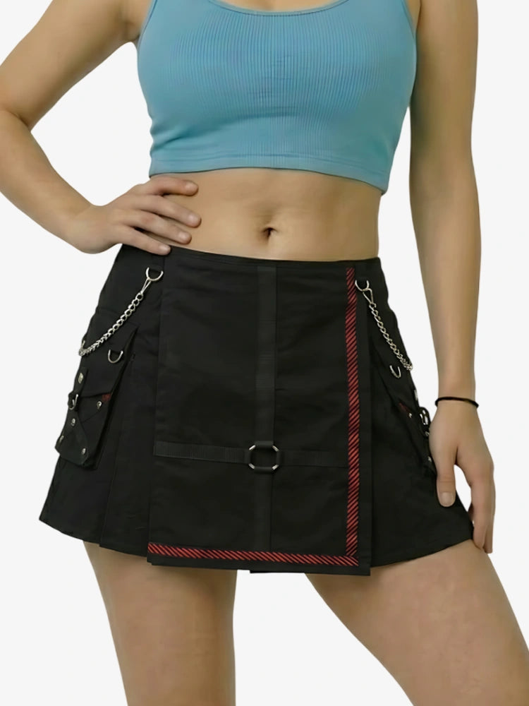 Kilt utility nero elegante da donna