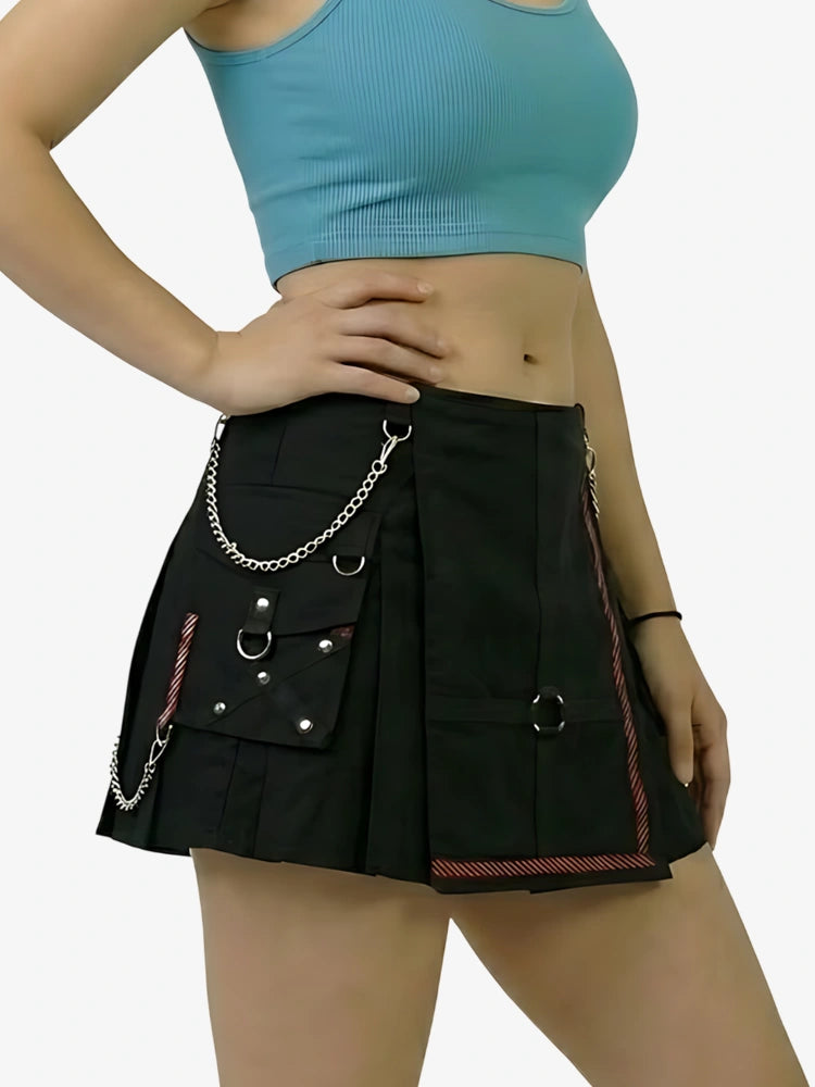 Kilt utility nero elegante da donna
