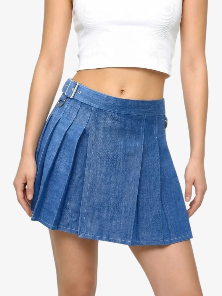 Kilt in Denim Blu Elegante da Donna
