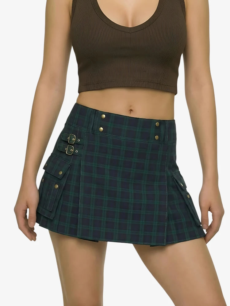Kilt Utility Tartan Black Watch da Donna con Tasche Cargo