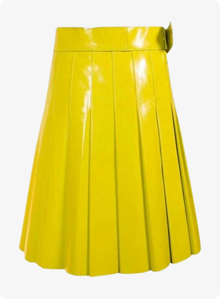 Custom Made Yellow Women's Leather Kilt