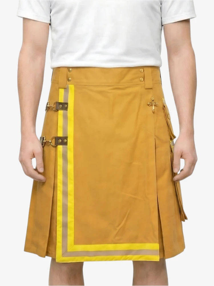 Kilt Vigile del Fuoco Giallo con Bordo Riflettente