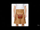 Kilt utility in pelle camel con sporran frontale