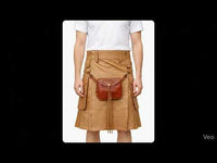 Kilt utility in pelle camel con sporran frontale